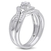 Thumbnail Image 2 of Previously Owned - 1/3 CT. T.W. Diamond Three Stone Slant Bridal Set in Sterling Silver