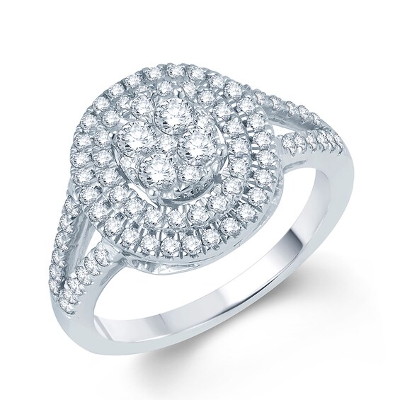 Previously Owned - 1/2 CT. T.w. Composite Diamond Double Frame Ring in 10K White Gold