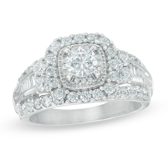 Previously Owned - 1-3/4 CT. T.w. Diamond Frame Engagement Ring in 14K White Gold