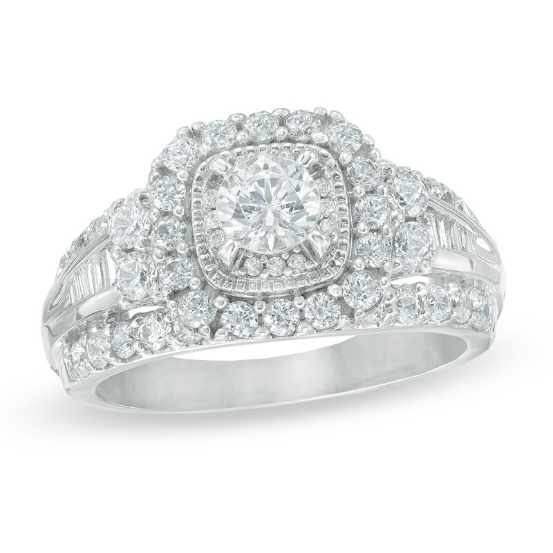 Main Image 1 of Previously Owned - 1-3/4 CT. T.W. Diamond Frame Engagement Ring in 14K White Gold