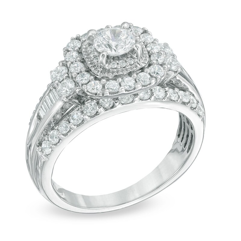 Main Image 2 of Previously Owned - 1-3/4 CT. T.W. Diamond Frame Engagement Ring in 14K White Gold