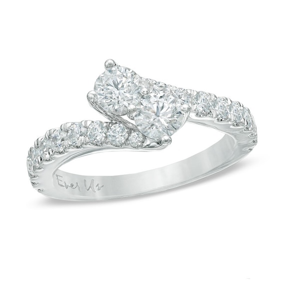 Previously Owned - Ever Us® 1 CT. T.w. Two-Stone Diamond Bypass Ring in 14K White Gold