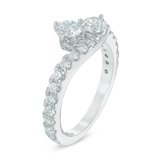 Previously Owned - Ever UsÂ® 1 CT. T.w. Two-Stone Diamond Bypass Ring in 14K White Gold