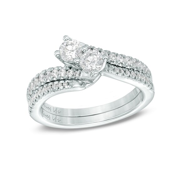 Previously Owned - Ever UsÂ® 1 CT. T.w. Two-Stone Diamond Bypass Ring in 14K White Gold