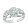 Thumbnail Image 1 of Previously Owned - 3/4 CT. T.W. Composite Diamond Frame Three Stone Engagement Ring in 10K White Gold