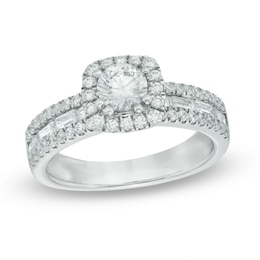 Previously Owned - Celebration Lux® 1-1/2 CT. T.W. Diamond Frame Engagement Ring in 14K White Gold (I/SI2)