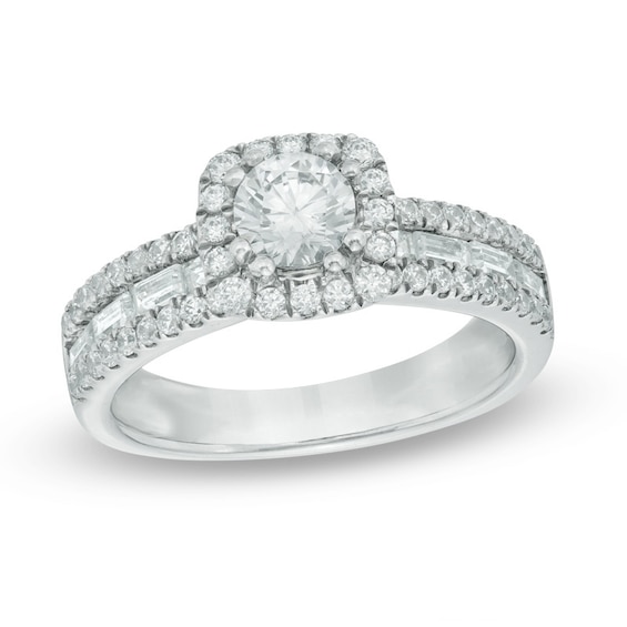Previously Owned - Celebration LuxÂ® 1-1/2 CT. T.w. Diamond Frame Engagement Ring in 14K White Gold (I/Si2)