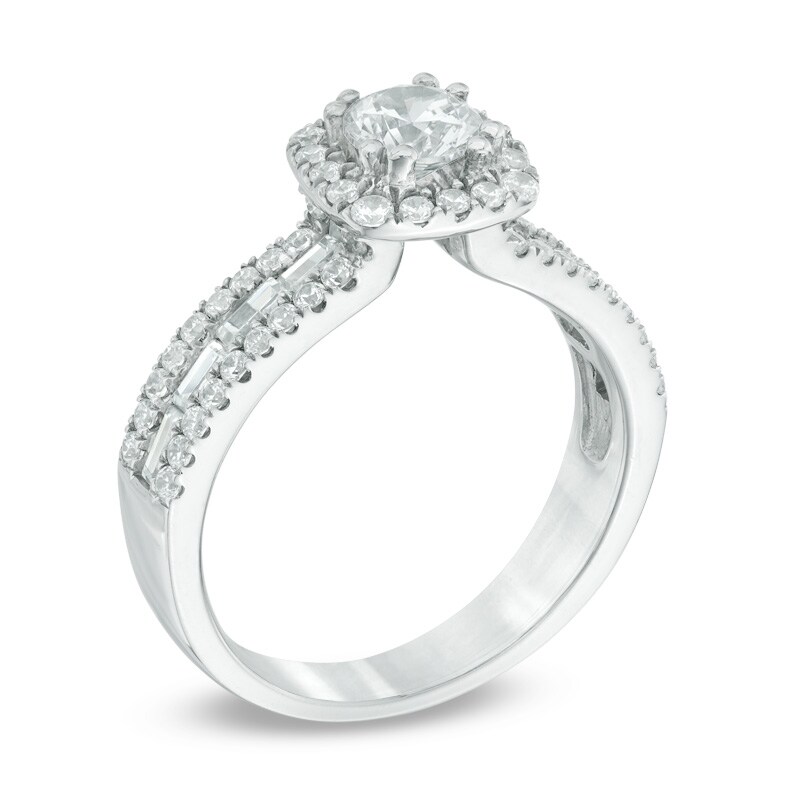 Main Image 2 of Previously Owned - Celebration Lux® 1-1/2 CT. T.W. Diamond Frame Engagement Ring in 14K White Gold (I/SI2)