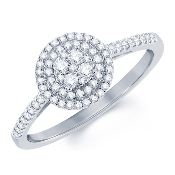 Previously Owned - 1/3 CT. T.w. Composite Diamond Double Frame Engagement Ring in 10K White Gold