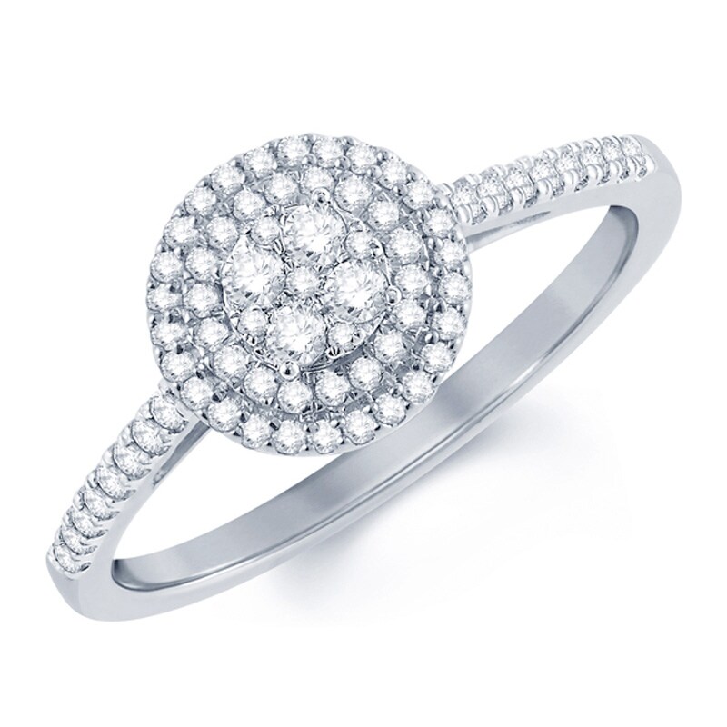 Main Image 1 of Previously Owned - 1/3 CT. T.W. Composite Diamond Double Frame Engagement Ring in 10K White Gold
