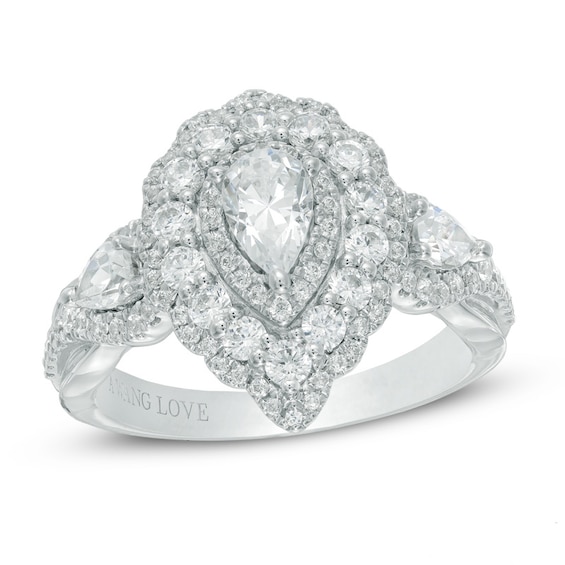 Previously Owned - Vera Wang Love Collection 1-1/2 CT. T.w. Diamond Three Stone Engagement Ring in 14K White Gold