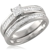 Thumbnail Image 2 of Previously Owned - 1 CT. T.W. Princess-Cut Diamond Channel-Set Bridal Set in 14K White Gold