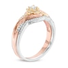 Thumbnail Image 2 of Previously Owned - 1/4 CT. T.W. Diamond Frame Swirl Bridal Set in 10K Tri-Tone Gold