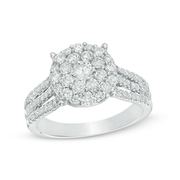 Previously Owned - 1-1/5 CT. T.W. Diamond Double Frame Engagement Ring in 14K White Gold
