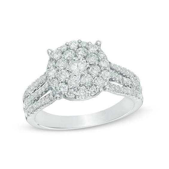 Previously Owned - 1-1/5 CT. T.w. Diamond Double Frame Engagement Ring in 14K White Gold
