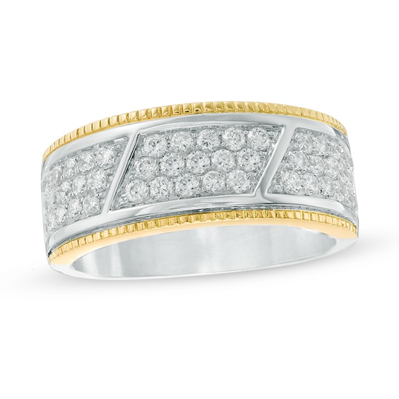 Previously Owned - Men's 1 CT. T.w. Diamond Milgrain Trimmed Band in 10K Two-Tone Gold