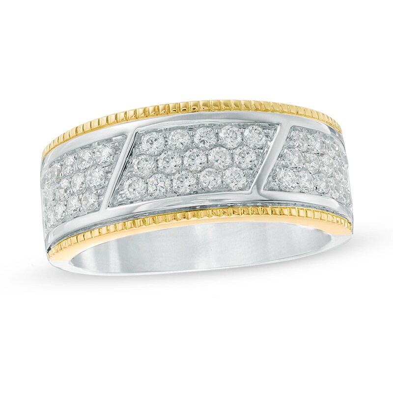 Main Image 1 of Previously Owned - 1 CT. T.W. Diamond Milgrain Trimmed Band in 10K Two-Tone Gold