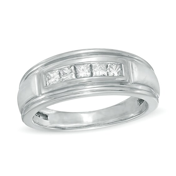 Previously Owned - 1/2 CT. T.w. Square-Cut Diamond Five Stone Band in 10K White Gold