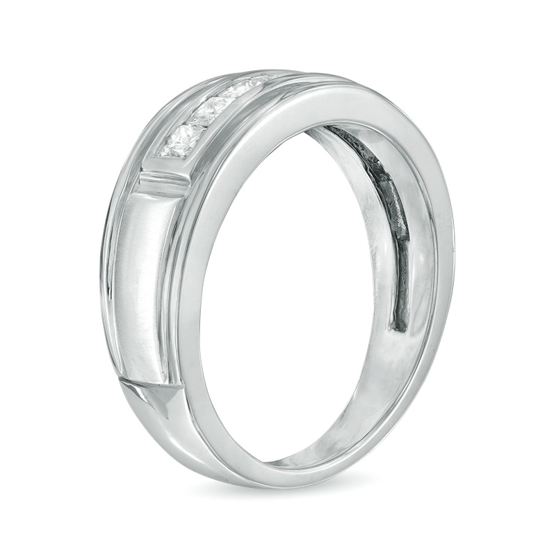 Main Image 2 of Previously Owned - Men's 1/2 CT. T.W. Square-Cut Diamond Five Stone Band in 10K White Gold