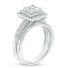 Thumbnail Image 2 of Previously Owned - 1 CT. T.W. Princess-Cut Quad Diamond Layered Frame Bridal Set in 10K White Gold