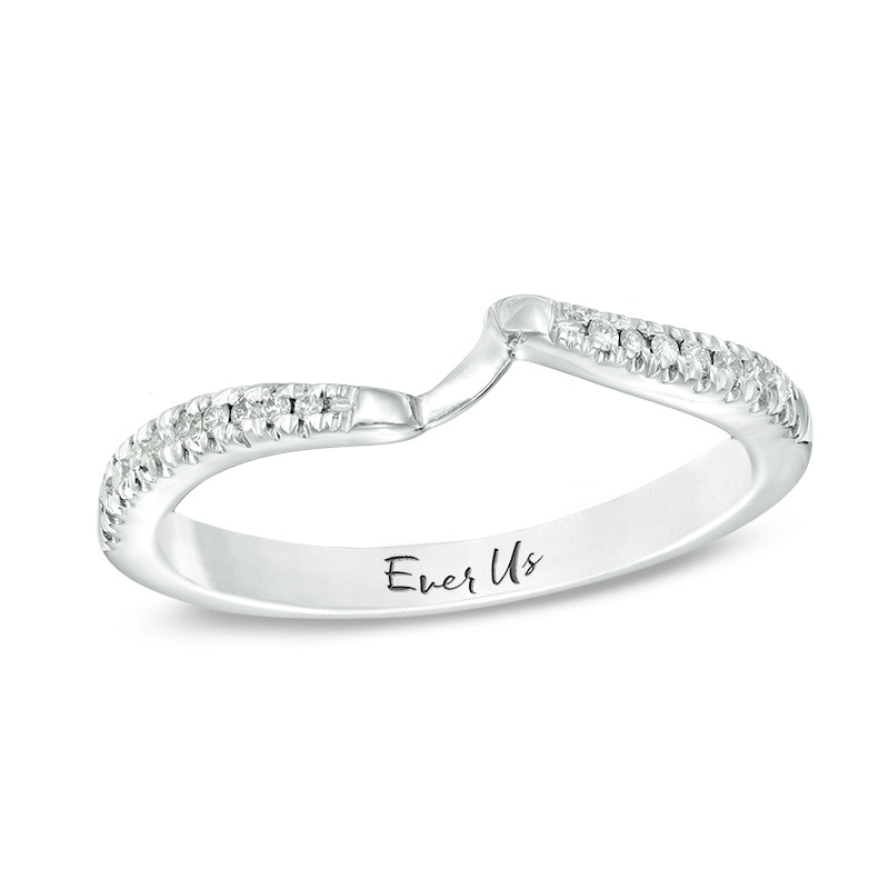 Main Image 1 of Previously Owned - Ever Us® 1/8 CT. T.W. Diamond Contour Band in 14K White Gold