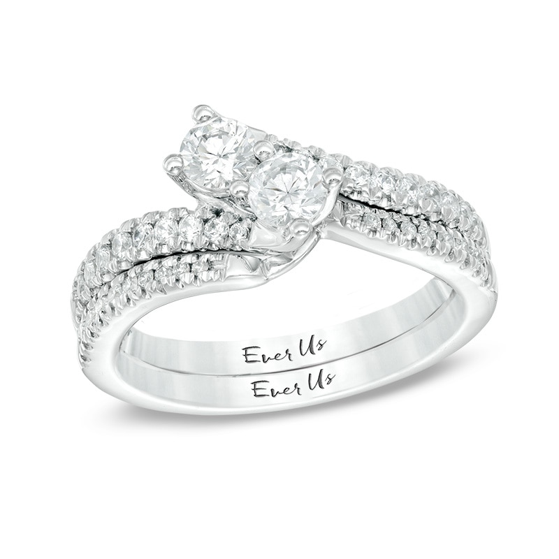 Main Image 3 of Previously Owned - Ever Us® 1/8 CT. T.W. Diamond Contour Band in 14K White Gold