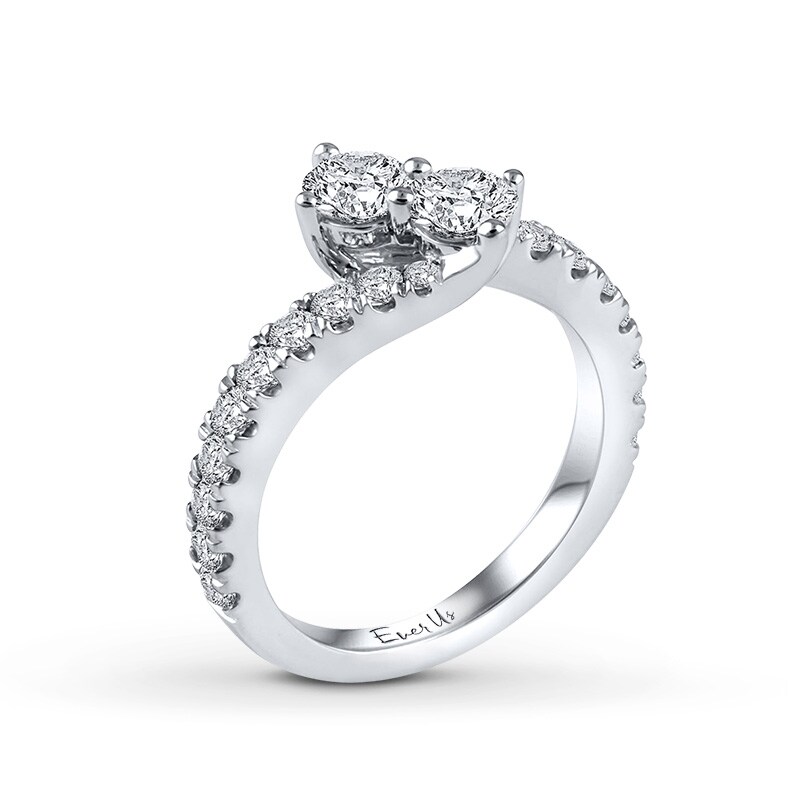 Main Image 3 of Previously Owned - Ever Us™ 2 CT. T. W. Two-Stone Diamond Bypass Ring in 14K White Gold