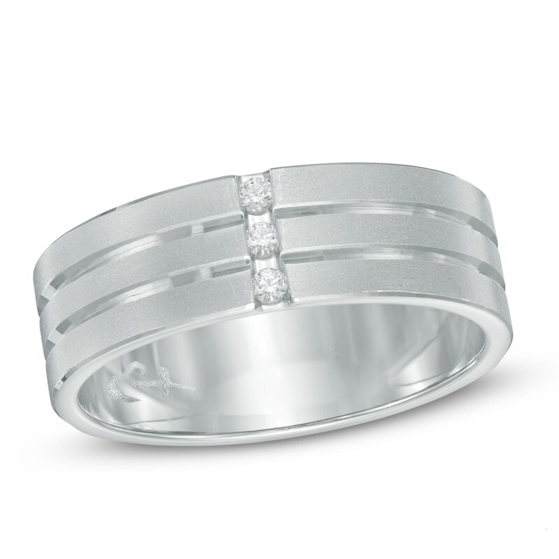 Main Image 1 of Previously Owned - Love and Pride™ 1/20 CT. T.W. Diamond Three Stone Anniversary Band in 14K White Gold