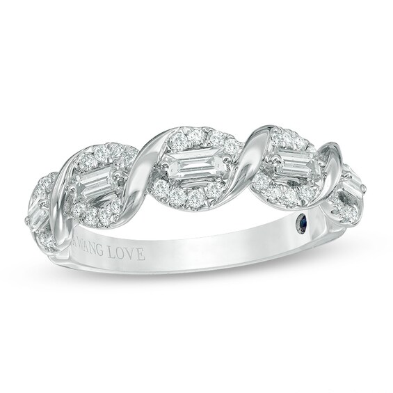 Previously Owned - Vera Wang Love Collection 1/2 CT. T.w. Baguette-Cut Diamond Twist Anniversary Band in 14K White Gold