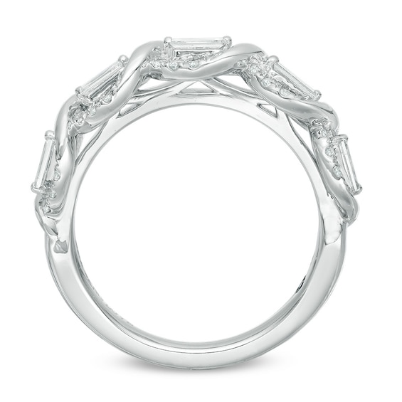 Previously Owned - Vera Wang Love Collection 1/2 CT. T.w. Baguette-Cut Diamond Twist Anniversary Band in 14K White Gold