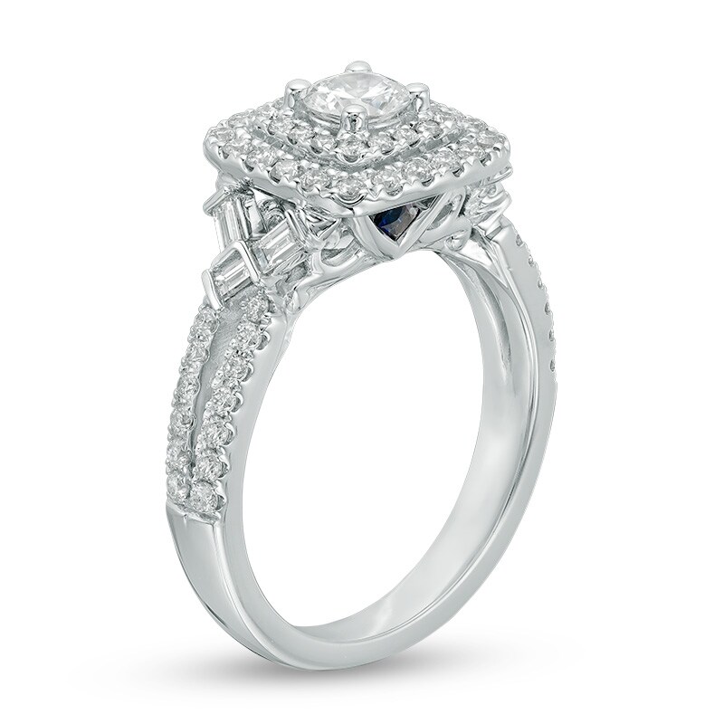 Main Image 2 of Previously Owned - Vera Wang Love Collection 1 CT. T.W. Diamond Double Square Frame Engagement Ring in 14K White Gold