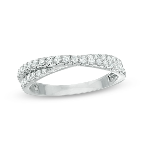 Previously Owned - 1/3 CT. T.w. Diamond Crossover Anniversary Band in 10K White Gold