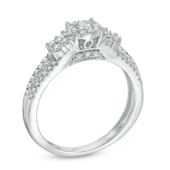 Previously Owned - 1/2 CT. T.w. Composite Diamond Frame Engagement Ring in 10K White Gold