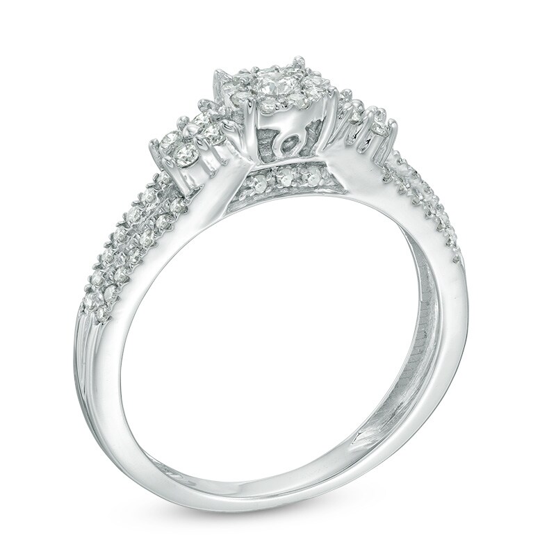 Main Image 2 of Previously Owned - 1/2 CT. T.W. Composite Diamond Frame Engagement Ring in 10K White Gold