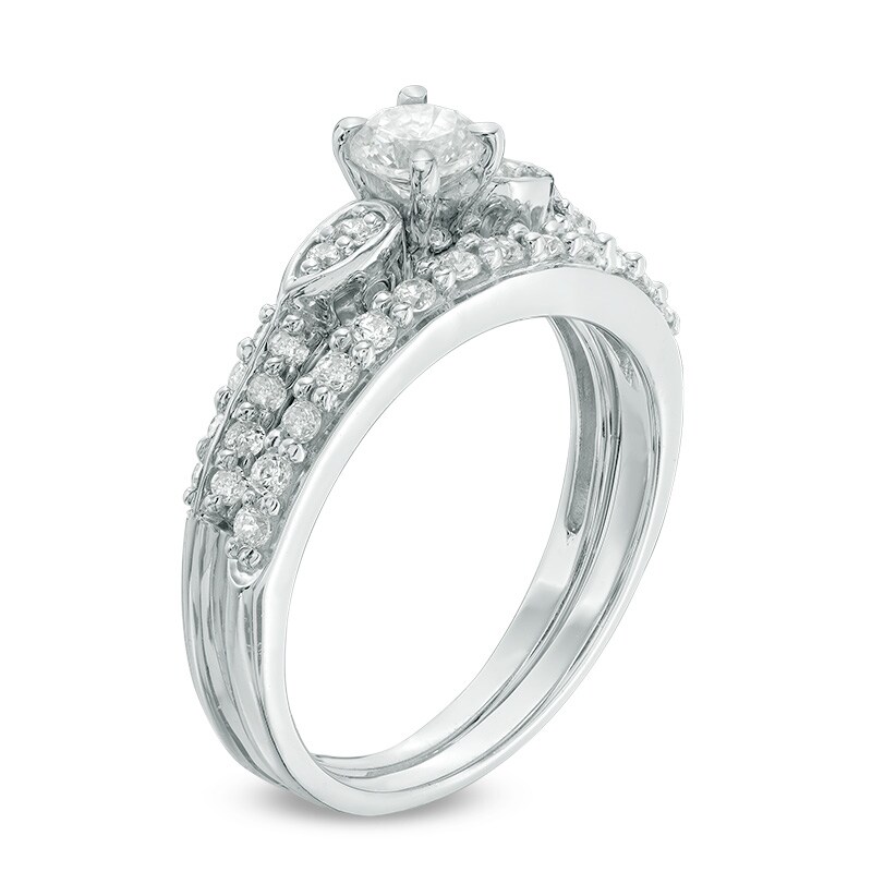 Main Image 2 of Previously Owned - 1/2 CT. T.W. Diamond Frame Bridal Set in 10K White Gold