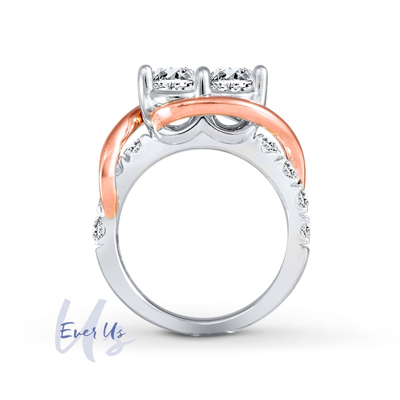 Main Image 2 of Previously Owned - Ever Us® 1-1/2 CT. T.W. Two-Stone Diamond Swirl Band in 14K Two-Tone Gold