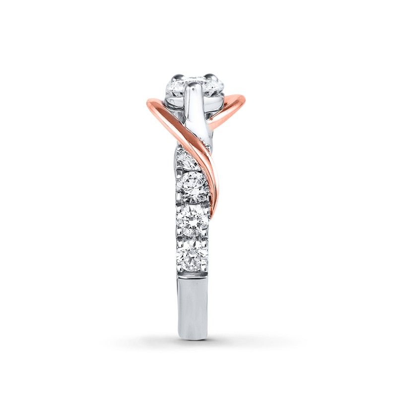 Main Image 3 of Previously Owned - Ever Us® 1-1/2 CT. T.W. Two-Stone Diamond Swirl Band in 14K Two-Tone Gold
