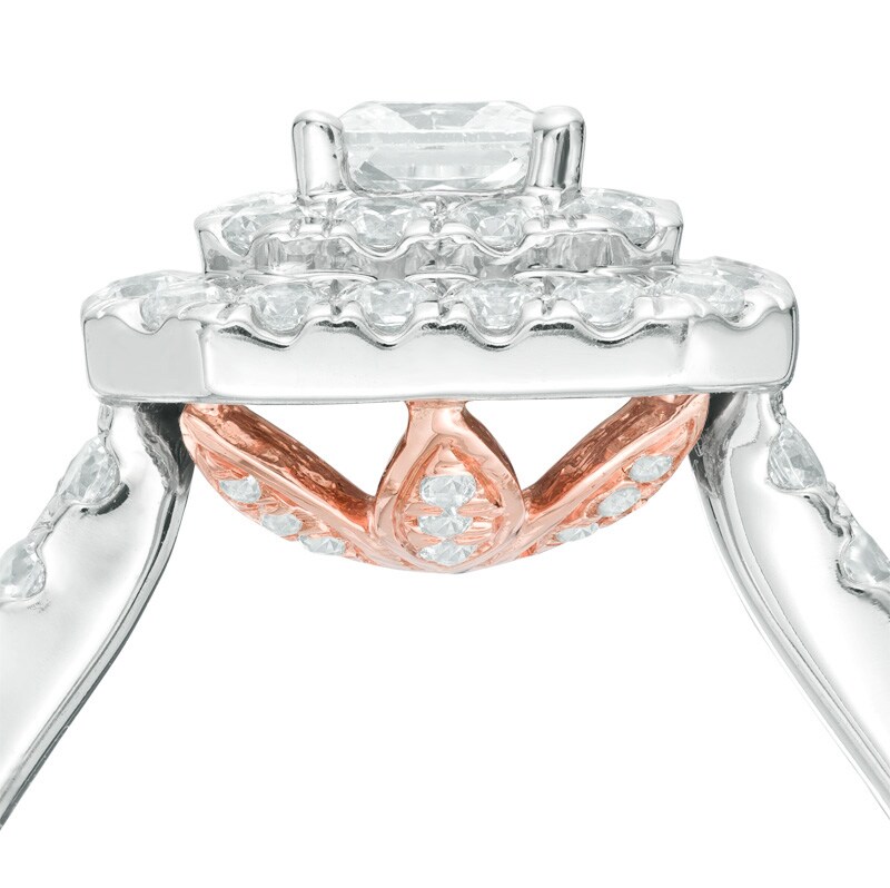 Main Image 3 of Previously Owned - Love's Destiny by Peoples 1-1/2 CT. T.W. Diamond Frame Engagement Ring in 14K Two-Tone Gold (I/I1)