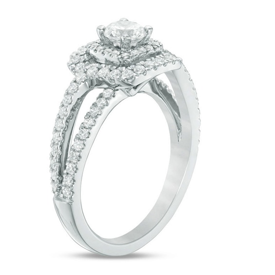 Previously Owned - Vera Wang Love Collection 1 CT. T.w. Diamond Double Frame Engagement Ring in 14K White Gold