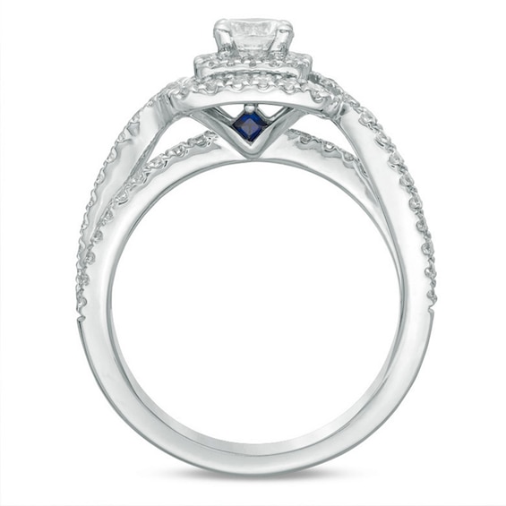 Previously Owned - Vera Wang Love Collection 1 CT. T.w. Diamond Double Frame Engagement Ring in 14K White Gold