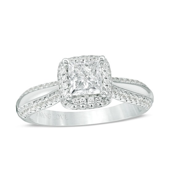 Previously Owned - Vera Wang Love Collection 1-1/6 CT. T.w. Princess-Cut Diamond Frame Engagement Ring in 14K White Gold
