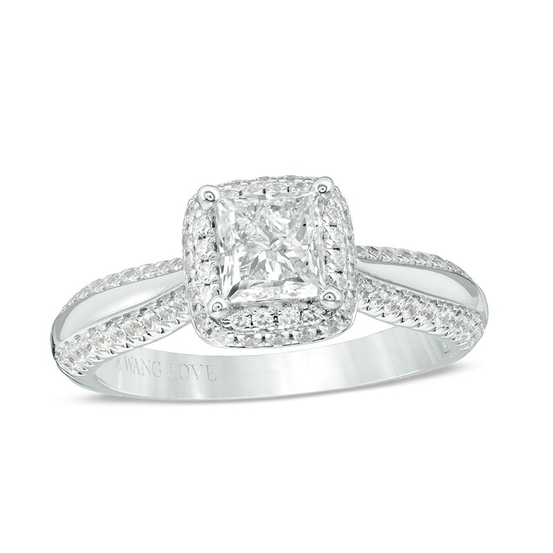 Main Image 1 of Previously Owned - Vera Wang Love Collection 1-1/6 CT. T.W. Princess-Cut Diamond Frame Engagement Ring in 14K White Gold