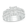 Thumbnail Image 1 of Previously Owned - 1-1/6 CT. T.W. Quad Princess-Cut Diamond Three Piece Bridal Set in 14K White Gold