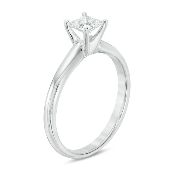 Previously Owned - 1/2 CT. Princess-Cut Diamond Solitaire Engagement Ring in 14K White Gold (I/Si2)