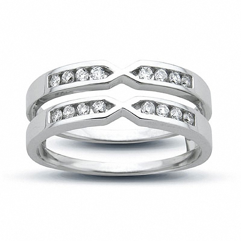 Main Image 1 of Previously Owned - 1/4 CT. T.W. Channel-Set Diamond Solitaire Enhancer in 14K White Gold