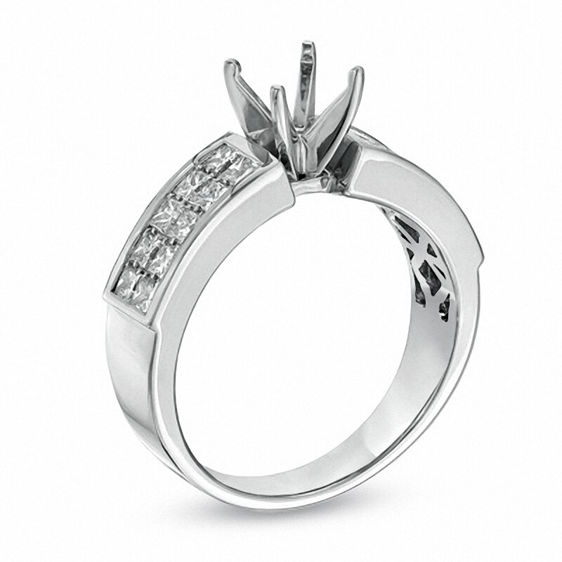 Main Image 2 of Previously Owned - 1 CT. T.W. Princess-Cut Diamond Semi-Mount in 14K White Gold