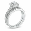 Thumbnail Image 2 of Previously Owned - 1/2 CT. T.W. Princess-Cut Diamond Vintage-Style Bridal Set in 10K White Gold