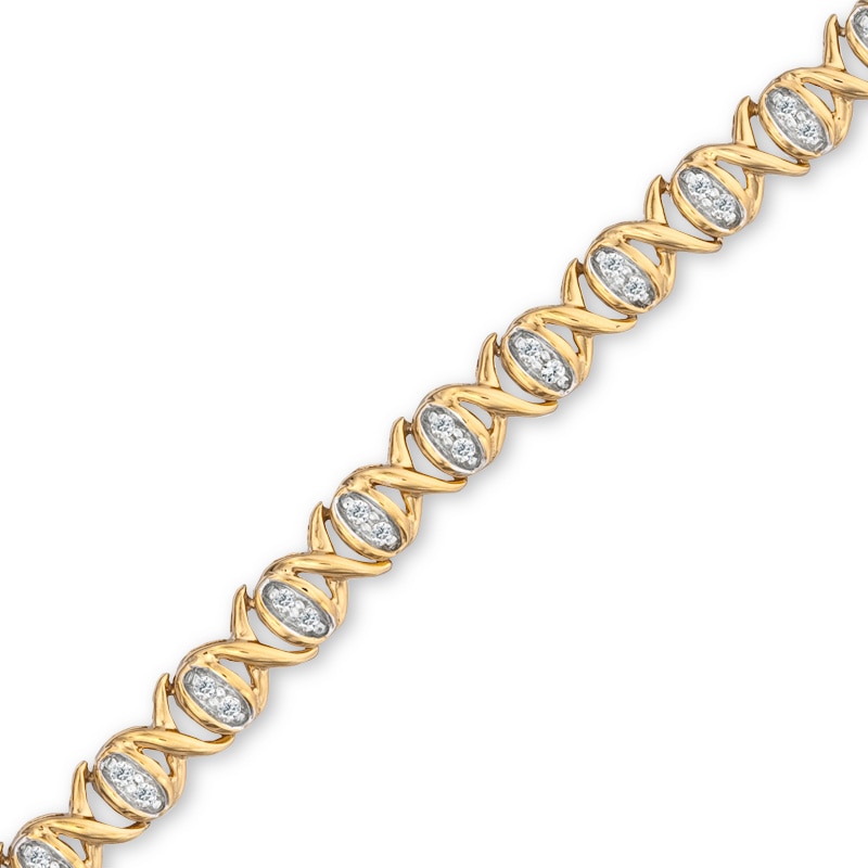 Main Image 1 of Previously Owned - 1/2 CT. T.W. Diamond "X" and "O" Bracelet in 10K Gold