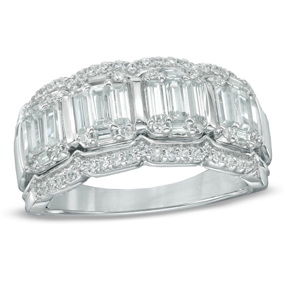 Previously Owned - 1 CT. T.w. Multi-Baguette Diamond Five Stone Anniversary Band in 14K White Gold