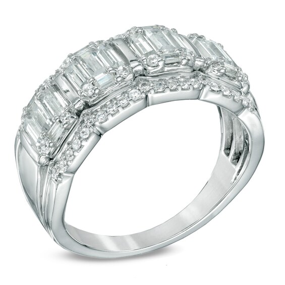 Previously Owned - 1 CT. T.w. Multi-Baguette Diamond Five Stone Anniversary Band in 14K White Gold